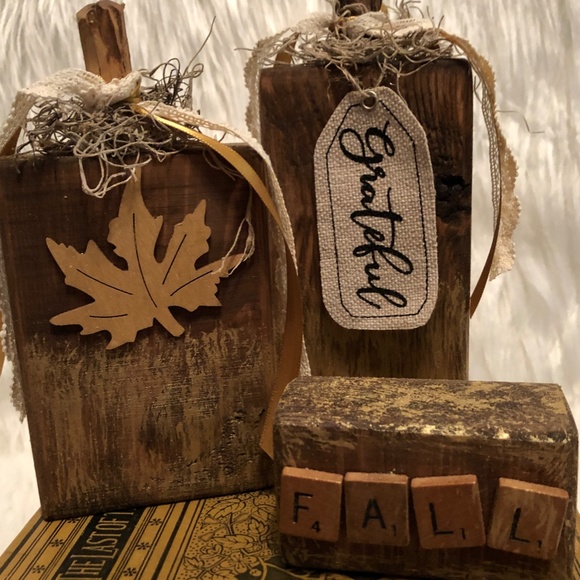 Farmhouse Wooden Pumpkins, Block Pumpkins, Rustic Pumpkins, Farmhouse Fall Decor - Picture 2 of 3